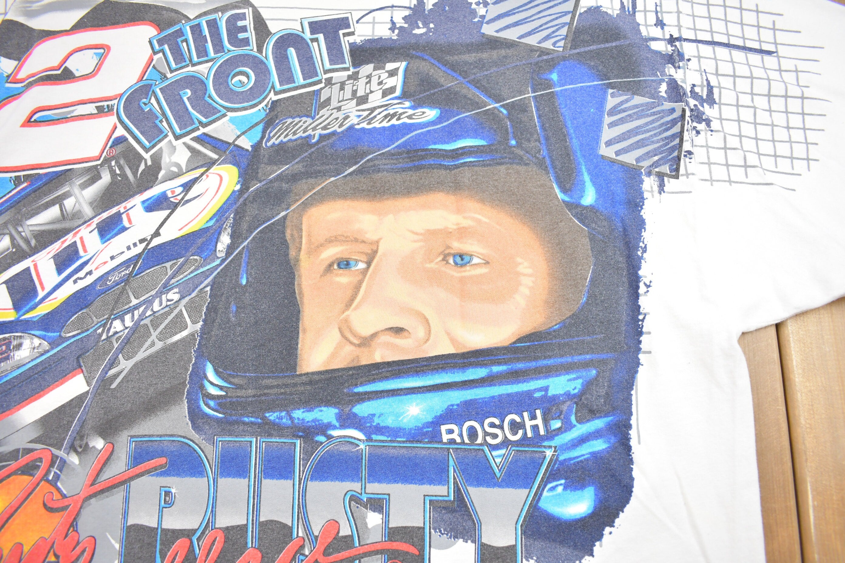 Vintage 1990s Rusty Wallace AOP Nascar Racing Graphic T Shirt