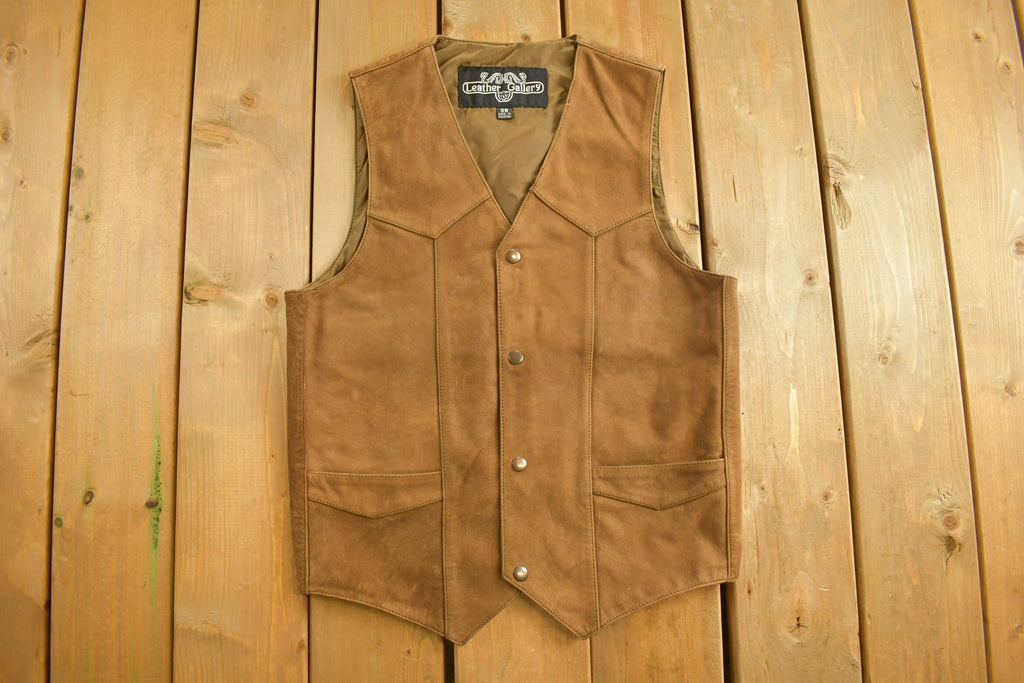 Vintage 1990s Leather Gallery Leather Western Vest