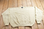 Vintage 1990s Finalist Beige Knitted Crewneck Sweater