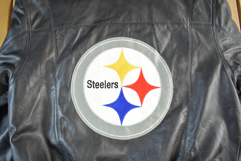 Vintage 1990s Pittsburgh Steelers Leather Varsity NFL Football Jacket Men's Large