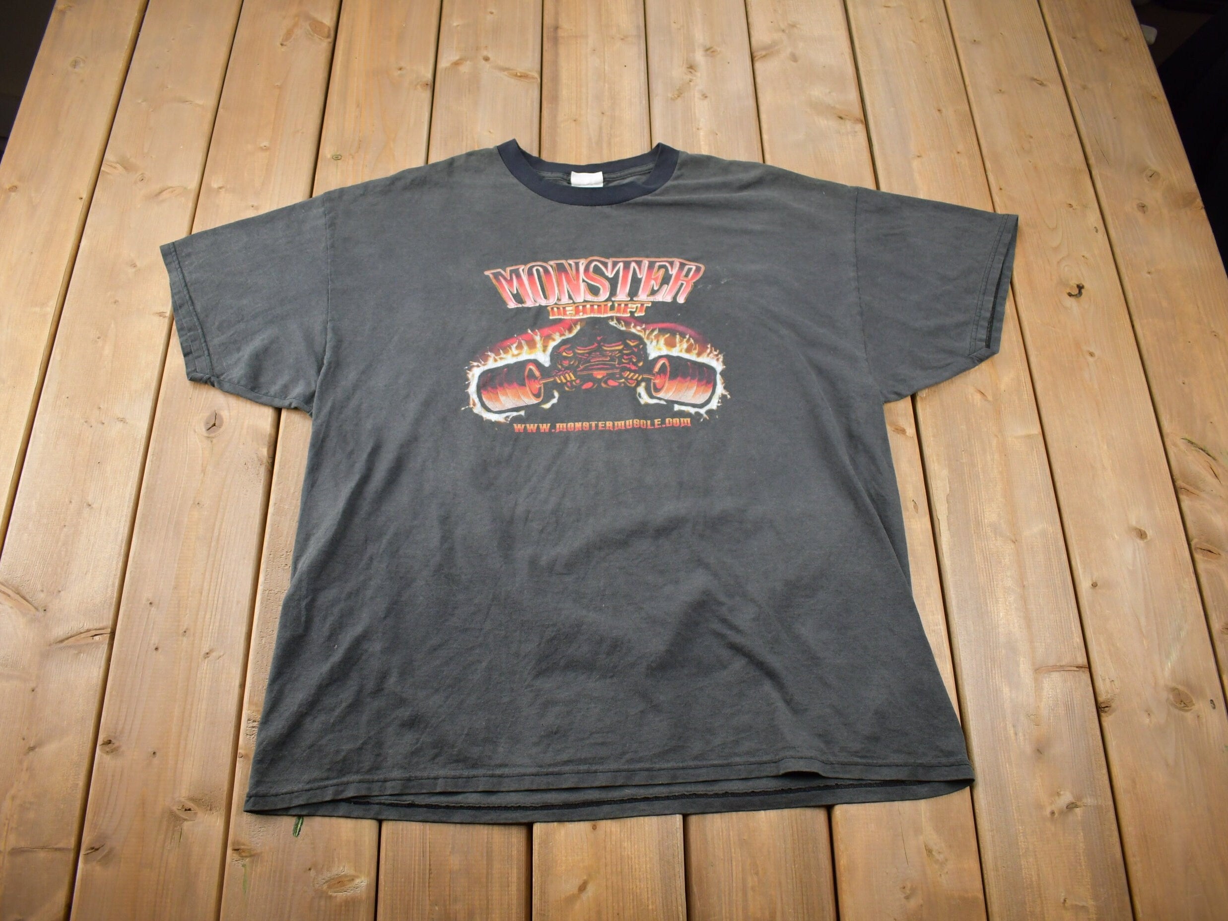 Vintage Y2K Monster Deadlift Graphic T-Shirt