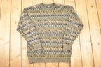 Vintage 1990s TSR Knit Abstract Print Crewneck Sweater Men's L