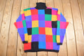Vintage 1980s Variations Rainbow Checker Knit Sweater