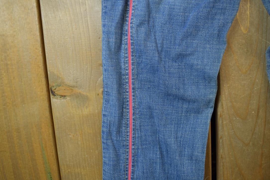 Vintage 2000s Echo Red Pink Embroidered Low Waisted Women's Denim Jeans Size 28 x 32