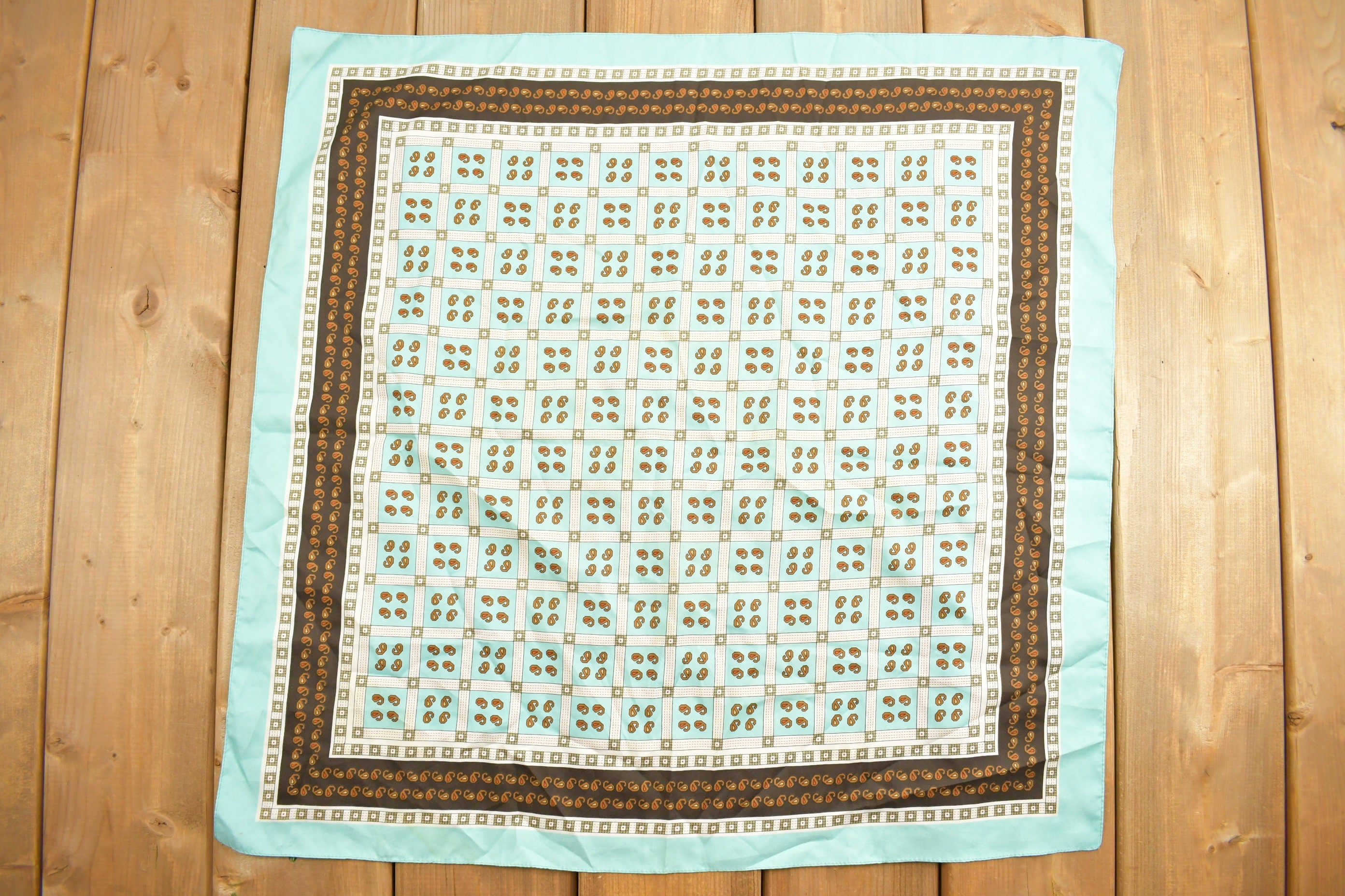 Vintage 1980s Abstract Gridded Pattern Scarf