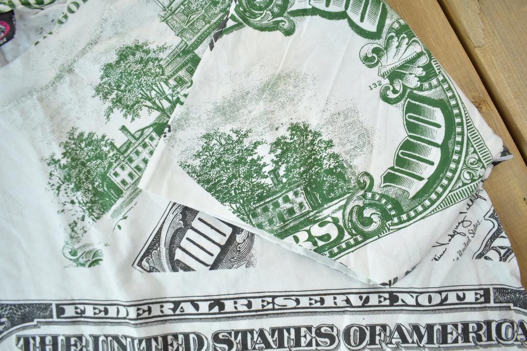 Vintage 1991 100 Dollar Bill All Over Print Graphic T Shirt