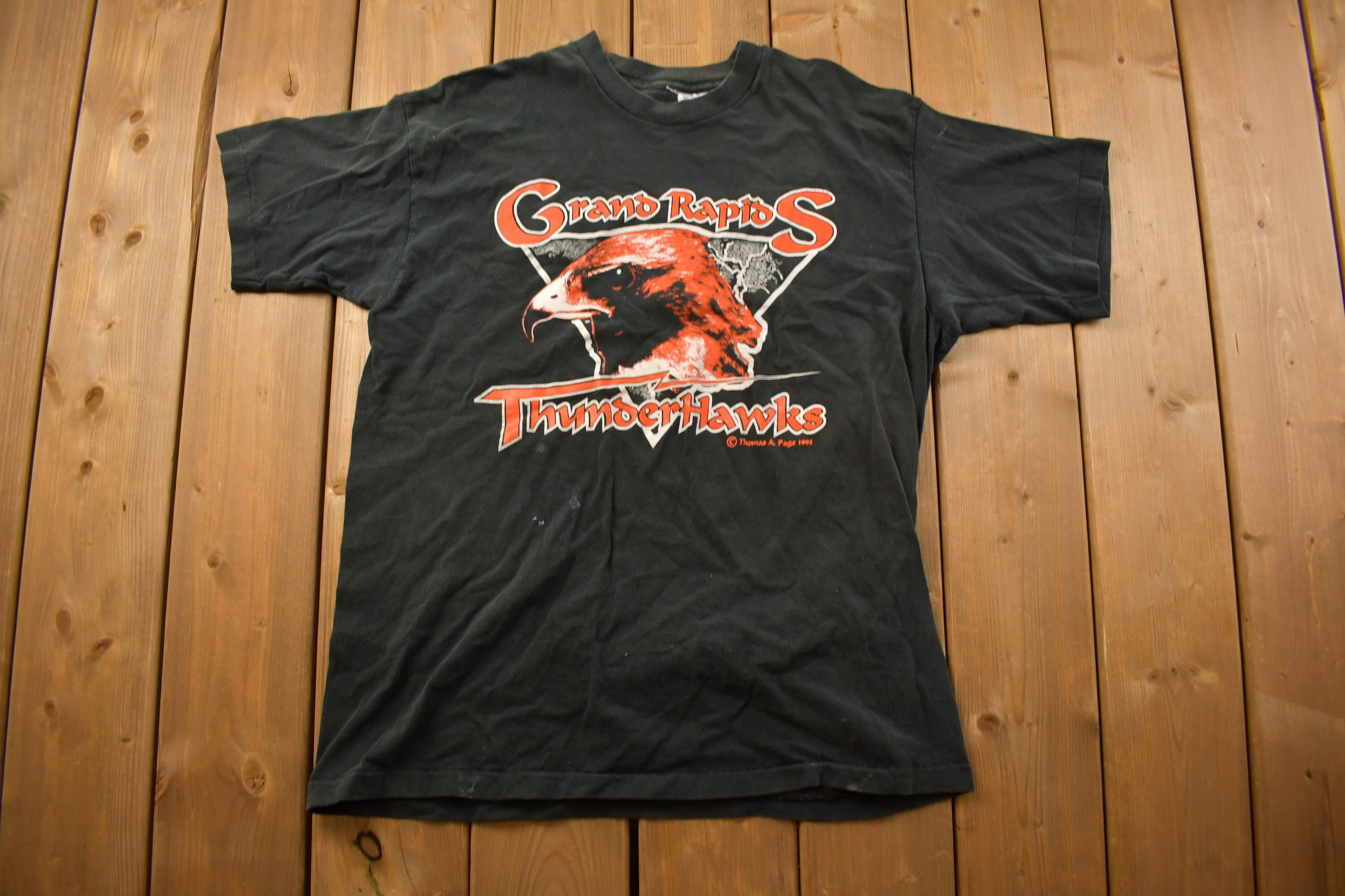 Vintage 1993 Grand Rapids Thunderhawks Graphic T Shirt
