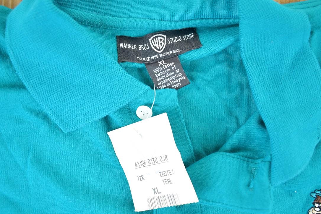 Vintage 1990s Deadstock TAZ Warner Bros Cartoon Promo Golf Polo T-Shirt