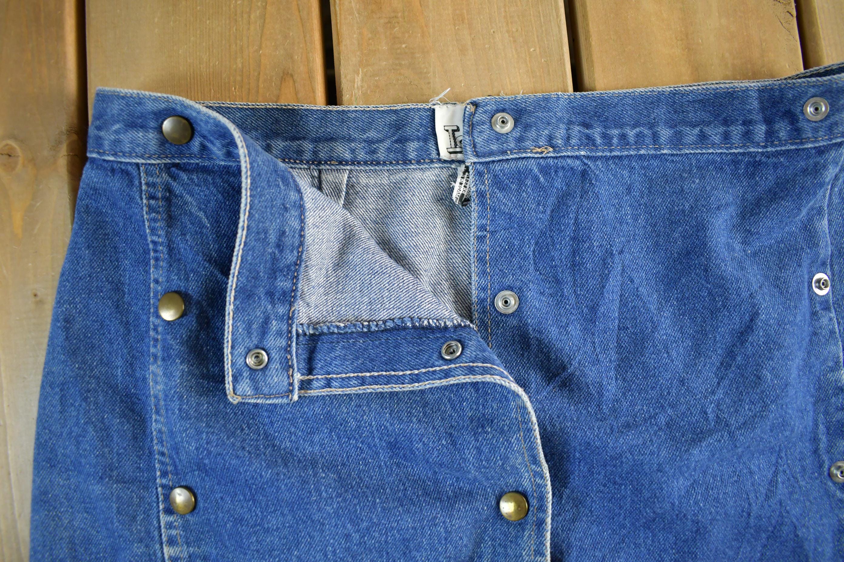 Vintage 1990s Touche Denim Skirt Women's 33  90s Streetwear  Vintage Denim Skirt  Snap Button