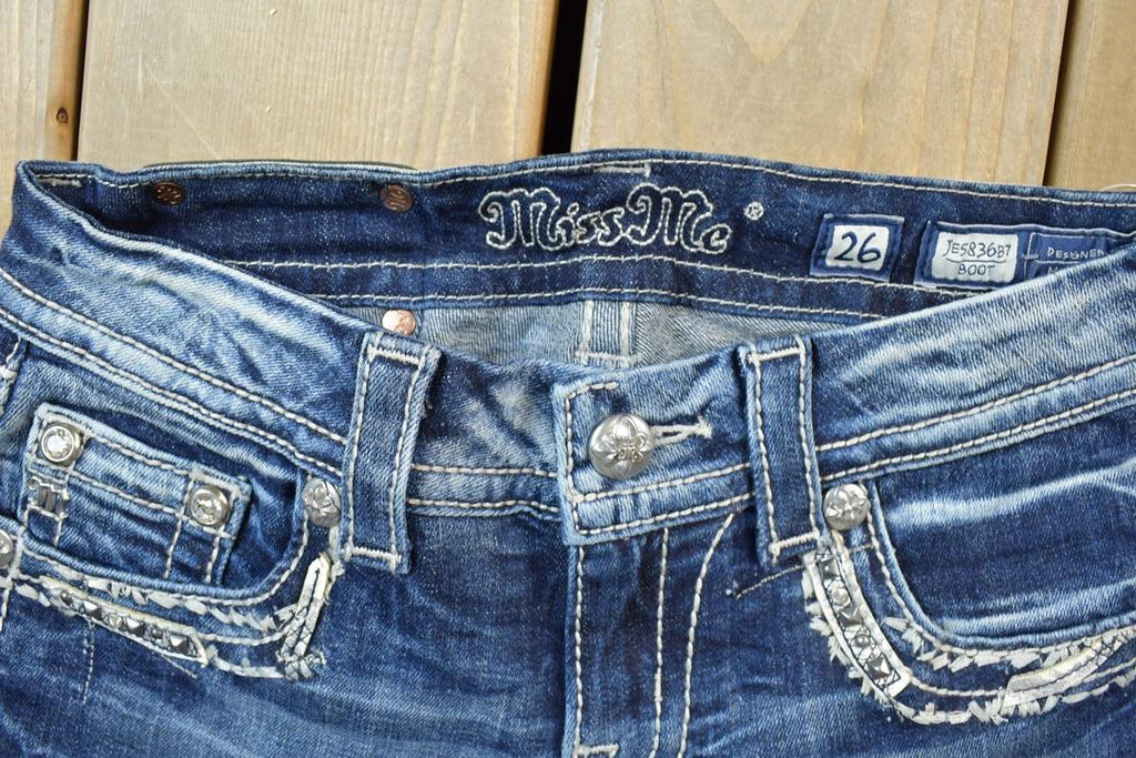 Vintage Y2K Miss Me Bedazzled Low Rise Jeans Size 26x31