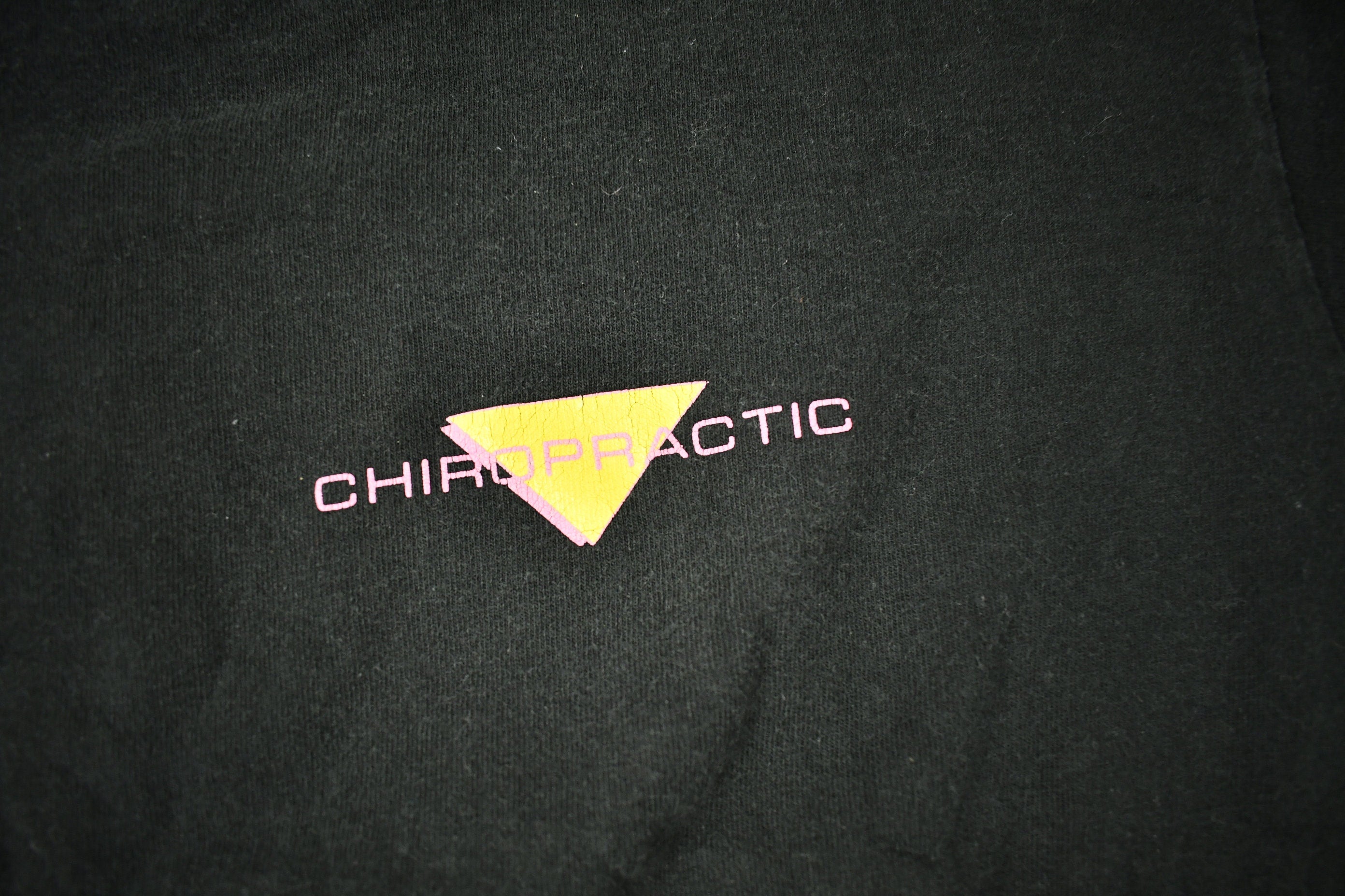 Vintage 1990 Adjust For The Health Of It Chiropractic Graphic Long Sleeve T-Shirt