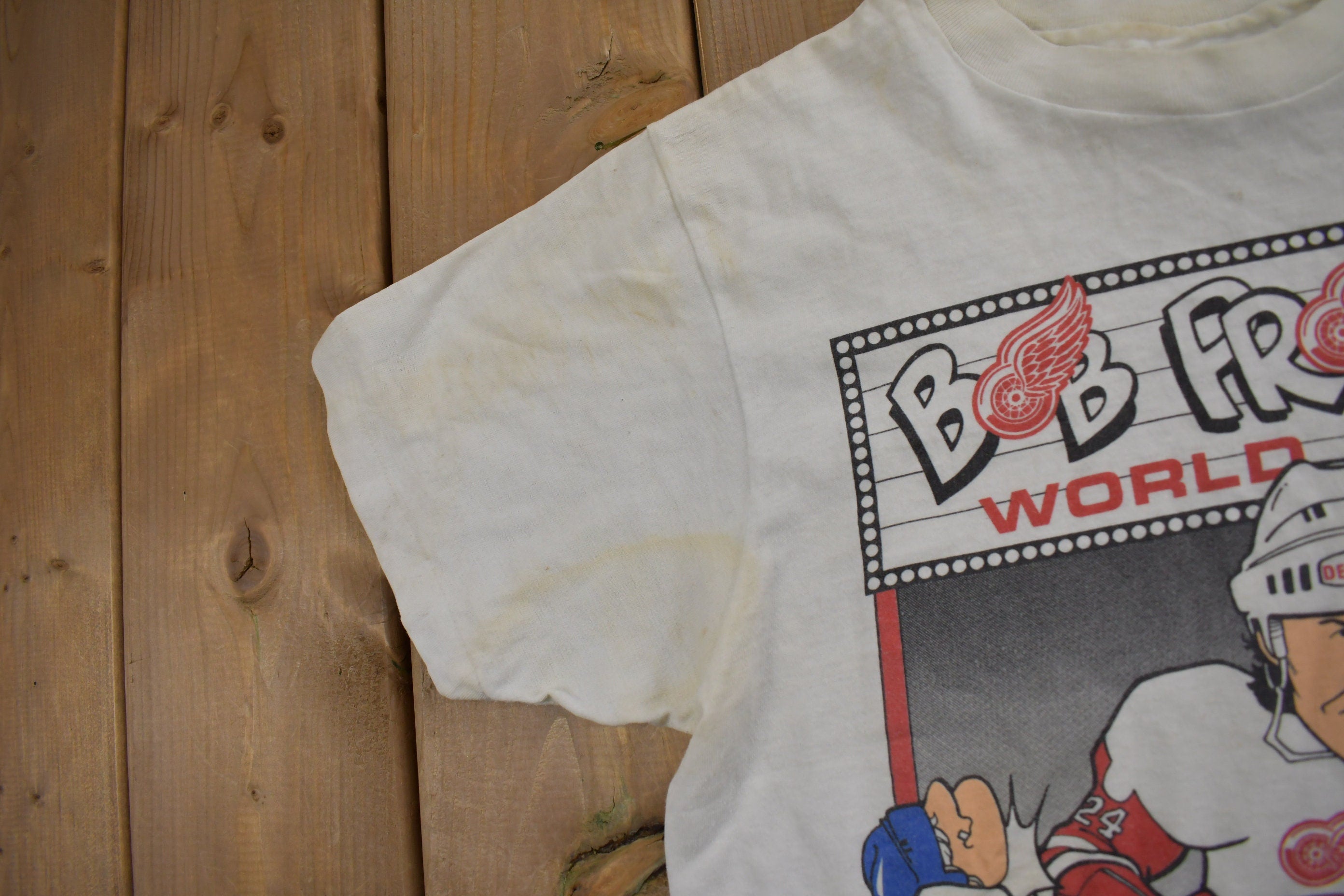 Vintage 1988 Detroit Red Wings Bob Probert Knock Out Champ T-Shirt