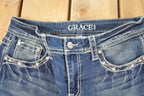 Vintage Deadstock Y2K Grace LA Bedazzled Low Rise Jeans Women's Size 26x31
