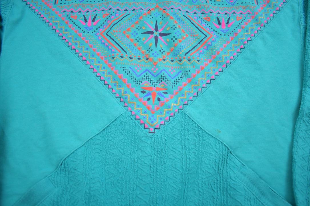 Vintage 1980s Blast Embroidered Abstract Pattern Turtle Neck Sweater