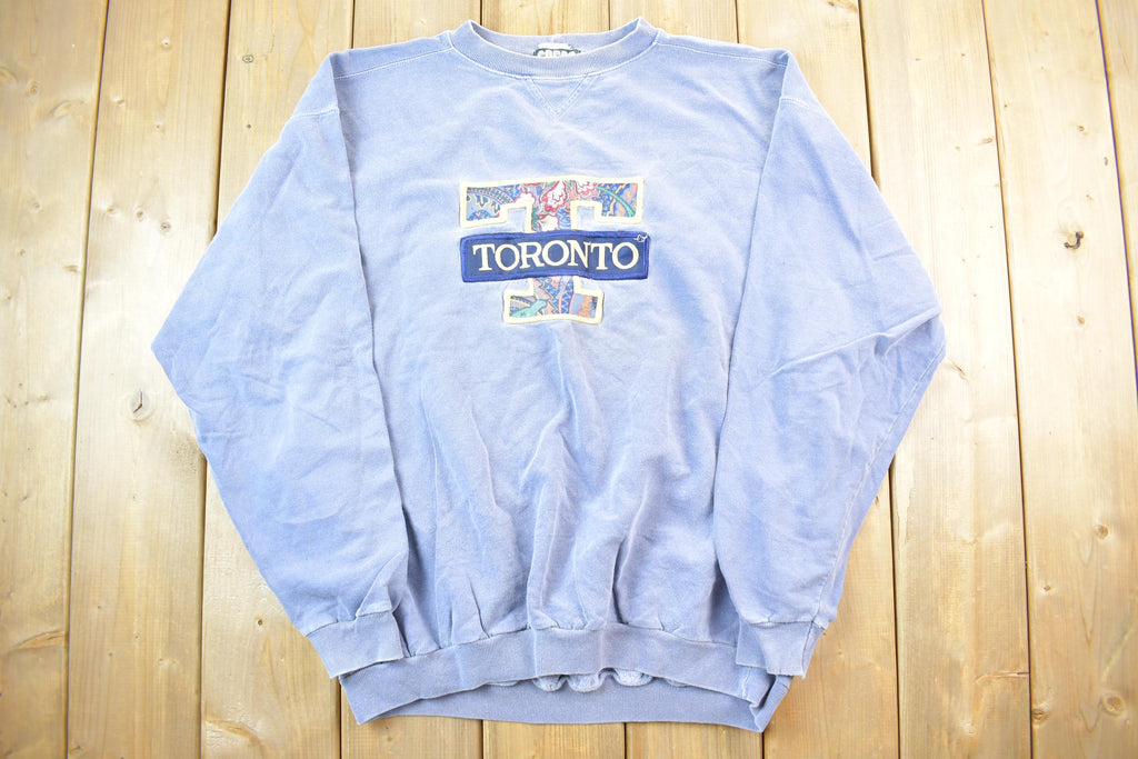 Vintage 1990s Toronto Big T Embroidered Floral Print Letter Crewneck Sweatshirt
