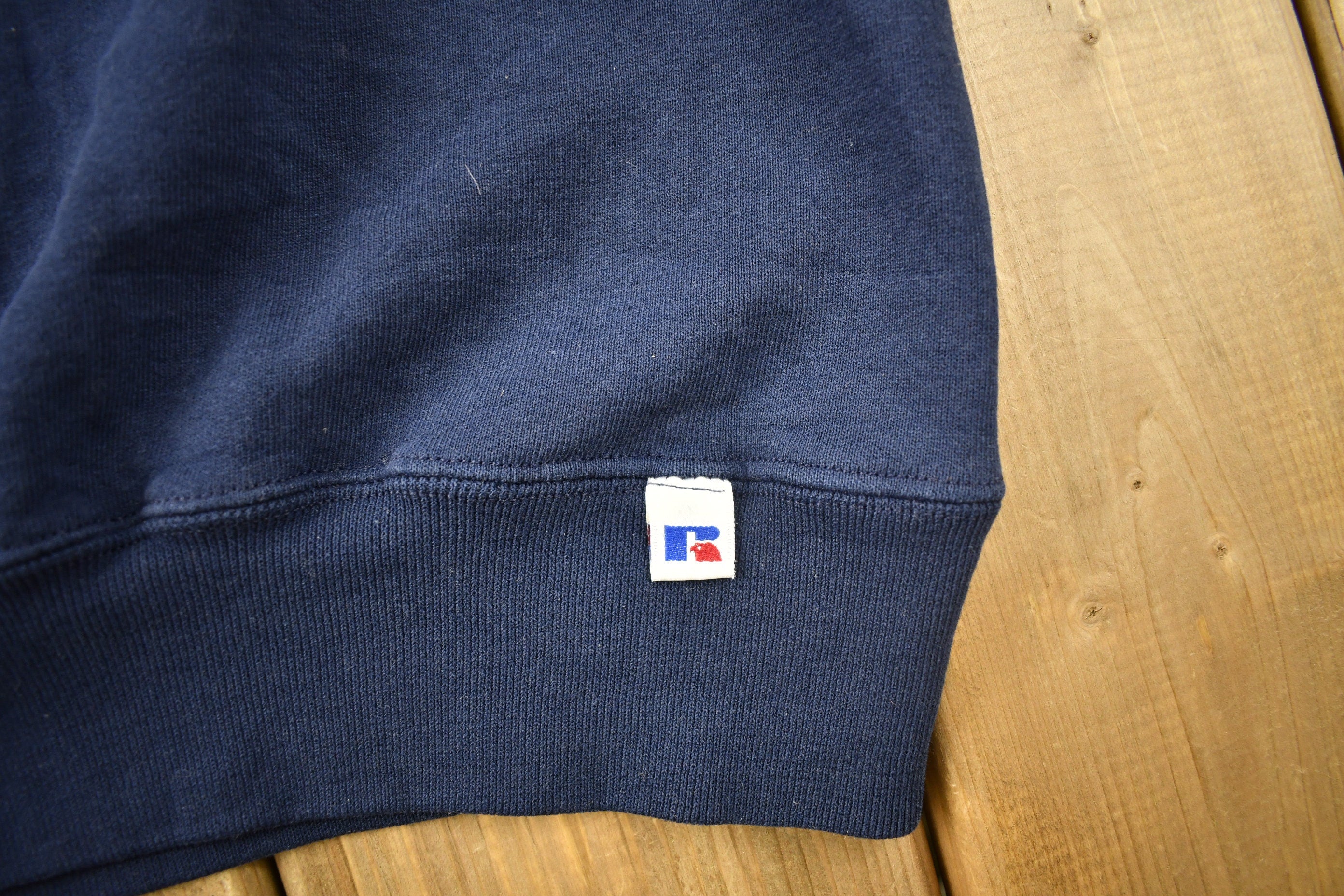 Vintage 1990s Russell Athletics Navy Blue Blank Crewneck Sweatshirt
