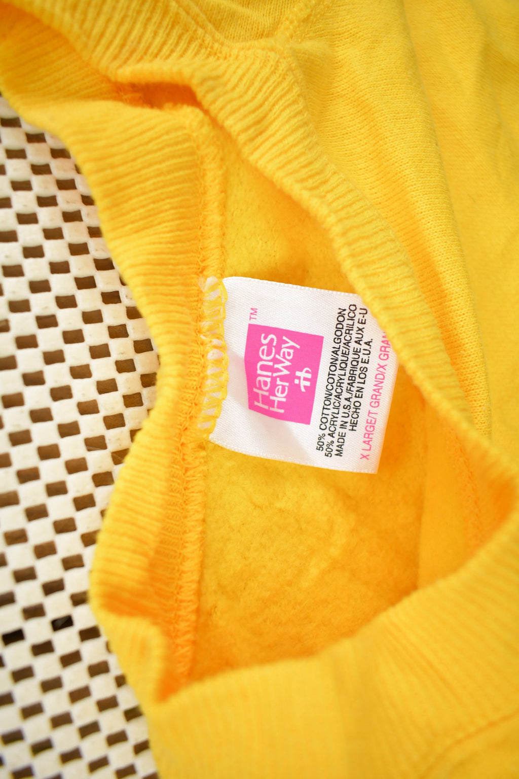 Vintage 1980s Hanes Herway Blank Yellow Raglan Crewneck Sweatshirt