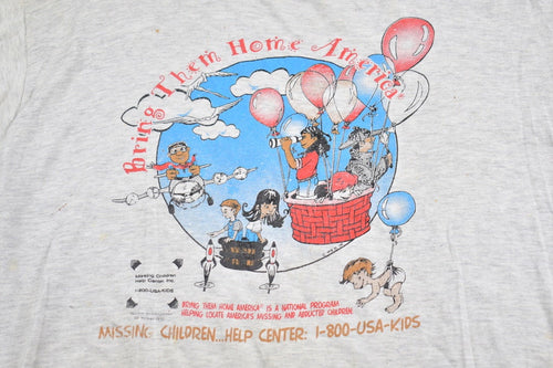 Vintage 1990s Missing Childrens Graphic T-Shirt / Bring Them Home America Streetwear / Retro Style / Distressed / 90s Graphic Tee