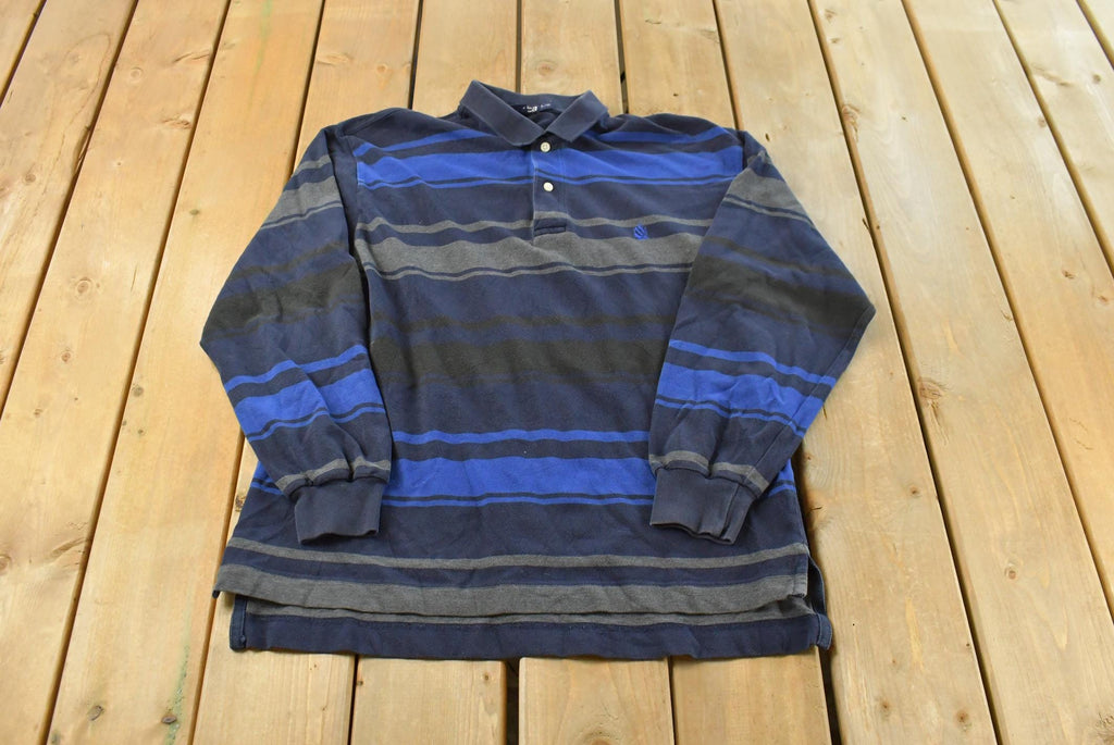 Vintage Y2K Nautica Striped Rugby Long Sleeve Polo Shirt Men's M / Y2K Polo / Souvenir / Athleisure / Streetwear / Preppy / Streetstyle