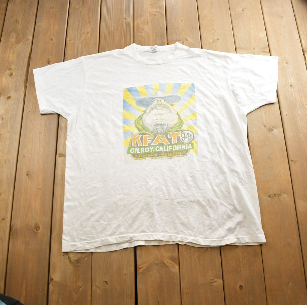 Vintage 1990s KFAT Gilroy California Family Reunion Souvenir T Shirt Made In USA