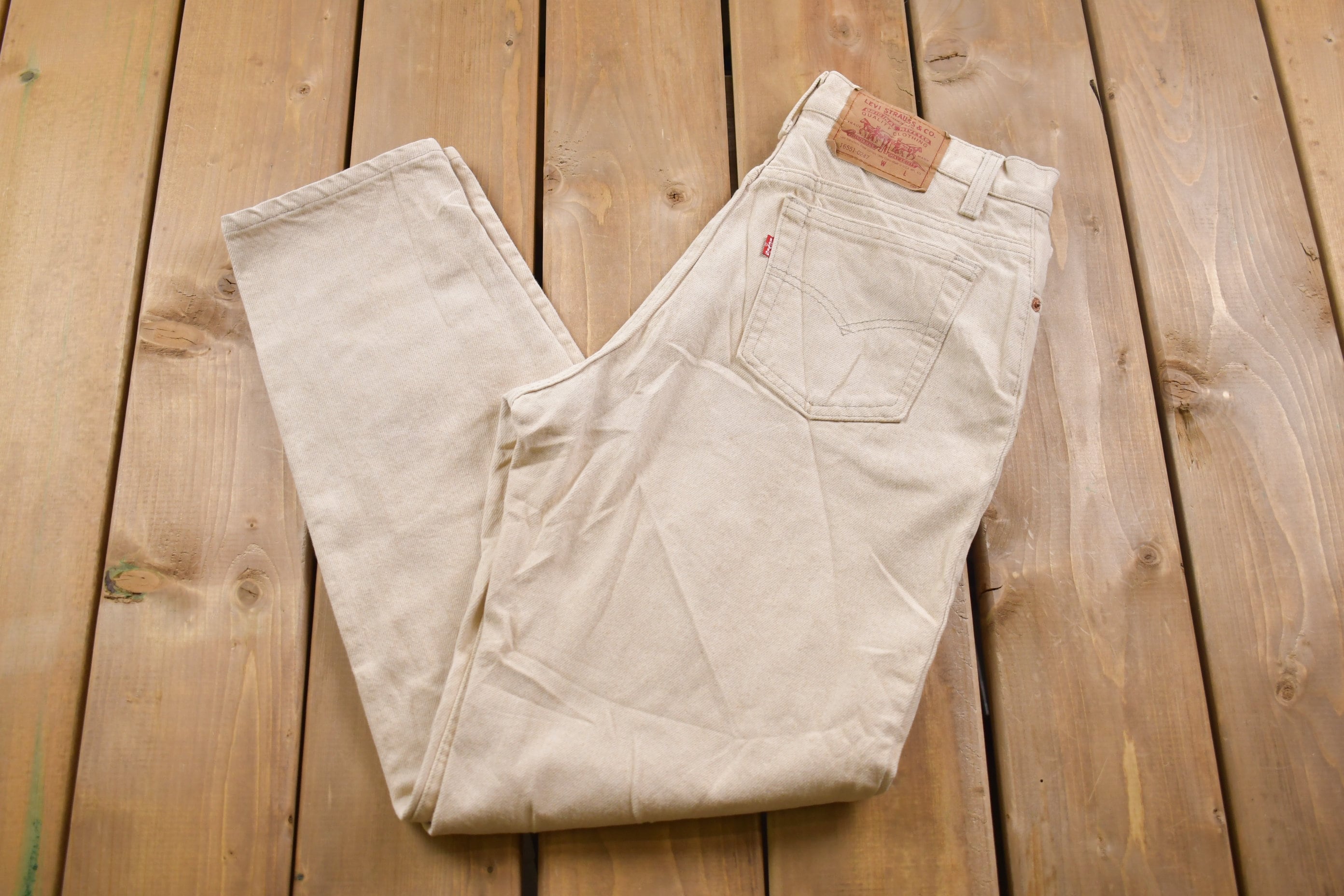Vintage 1990s Levi's Red Tab Beige Jeans Size 30 x 30