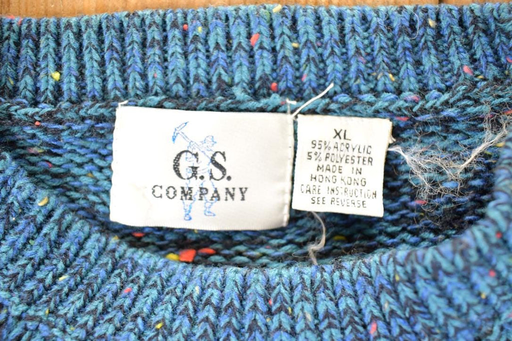 Vintage 1990s GS Company Cable Knit Crewneck Sweater Men's XL
