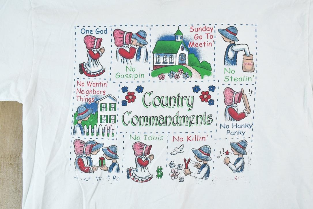 Vintage 1990s Country Commandments Grandma T-Shirt