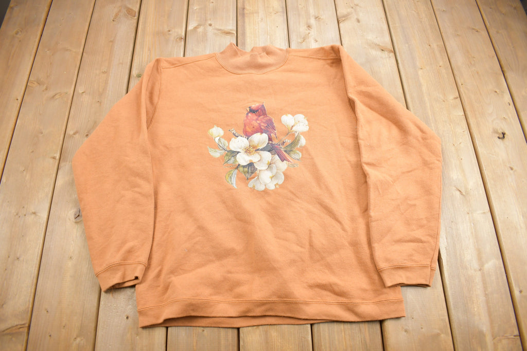 Vintage 1990s Cardinal Bird Theme Graphic Cute Crewneck