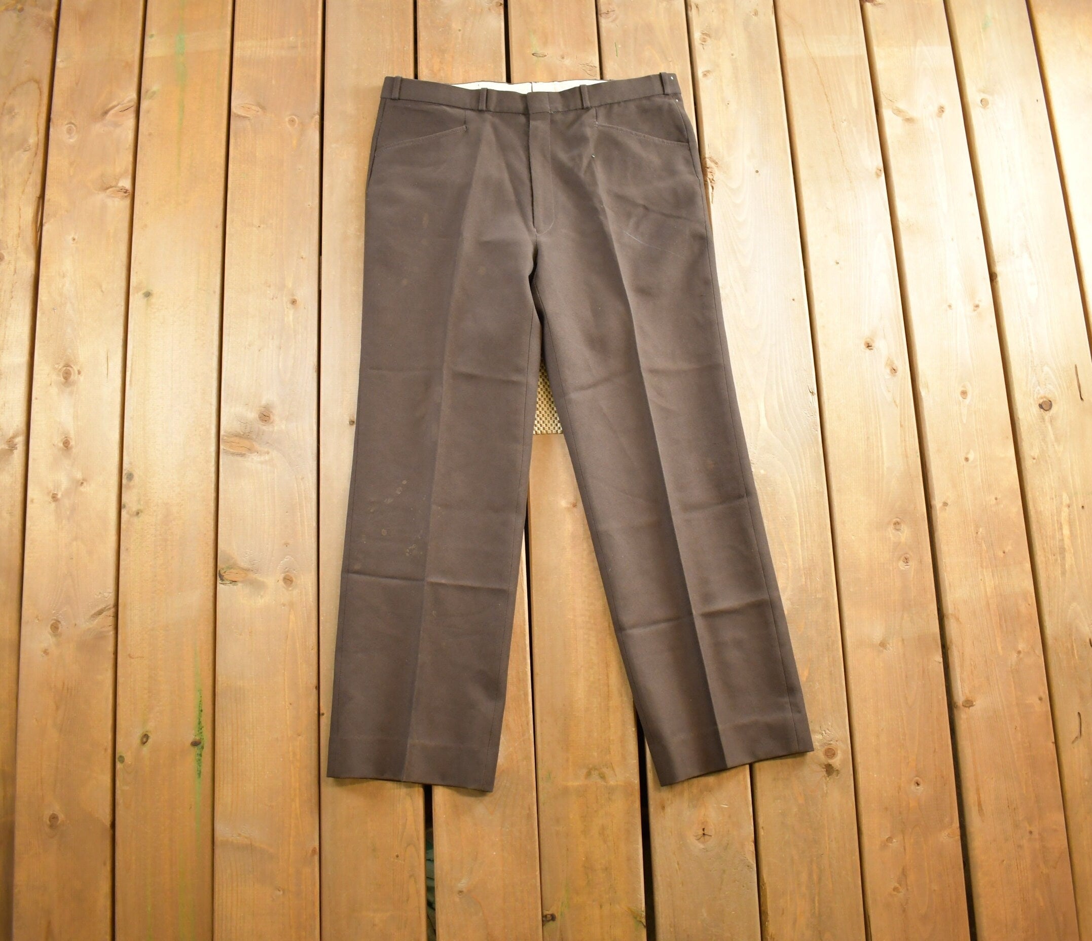 Vintage 1980s Tip Top Tailors Brown Dress Pants Size 36x29