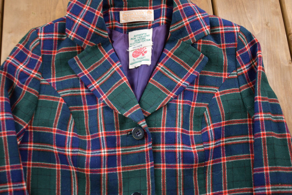 Vintage 1970s Pendleton 100% Wool Plaid Blazer