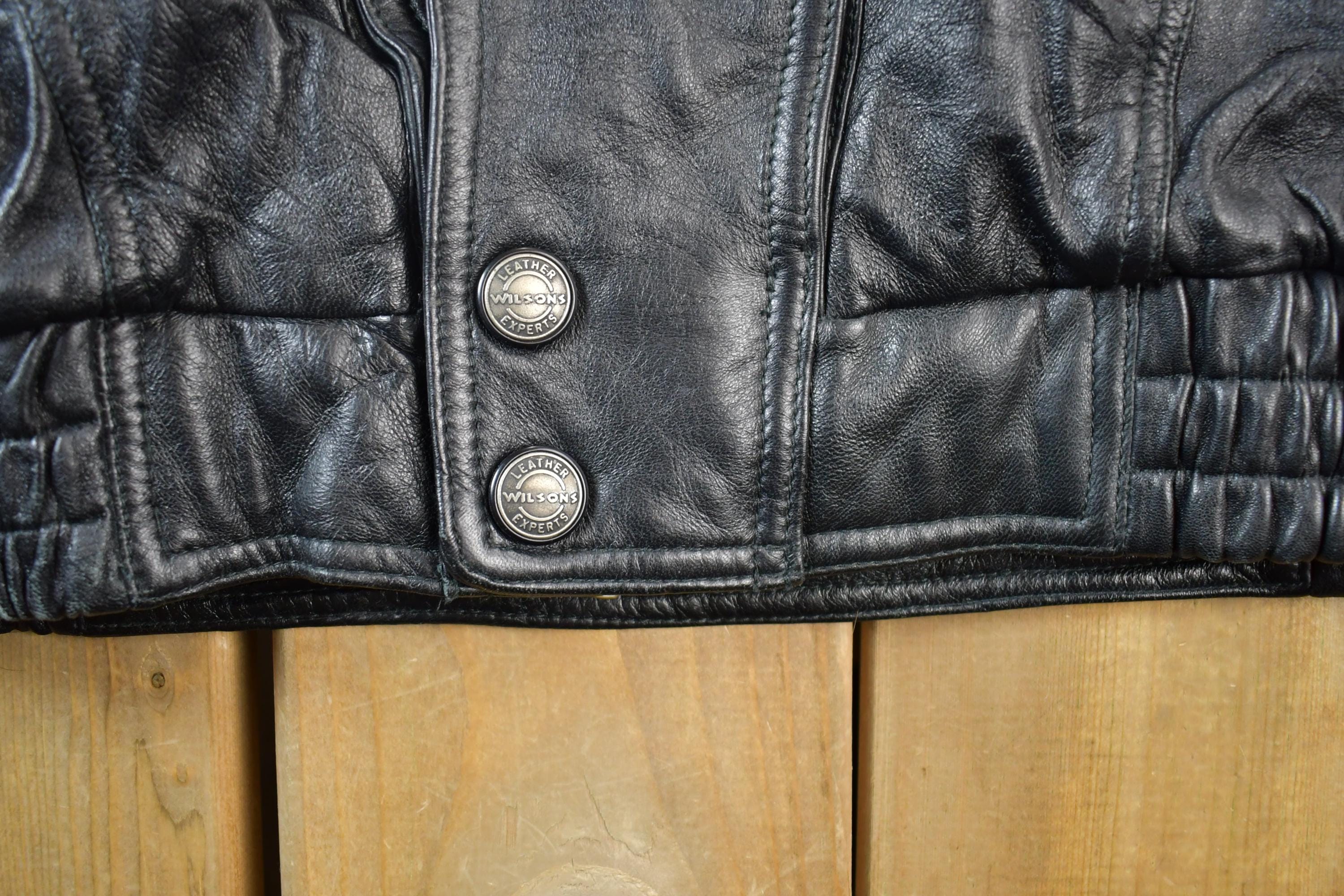 Vintage 1990s Wilson Thinsulate Motorcycle Leather Biker Jacket Made In USA