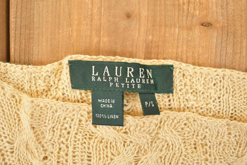 Vintage 1990s Lauren Ralph Lauren Petit Loose Cable Knit Linen Sweater Women's PS