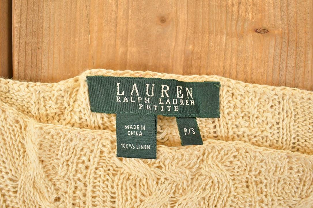 Vintage 1990s Lauren Ralph Lauren Petit Loose Cable Knit Linen Sweater Women's PS