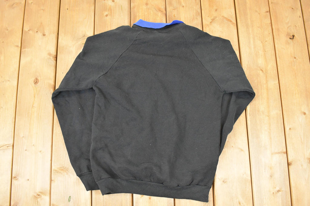 Vintage 1990s Ragz From Richards Embroidered Music Notes Collared Sweatshirt Mens M