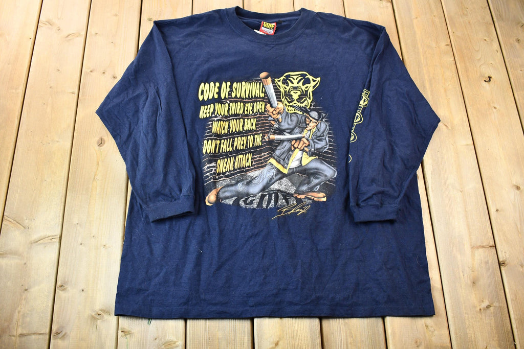 Vintage 00s GMF Ultimate Show of Respect Code of Survival Long-Sleeve Graphic T-Shirt