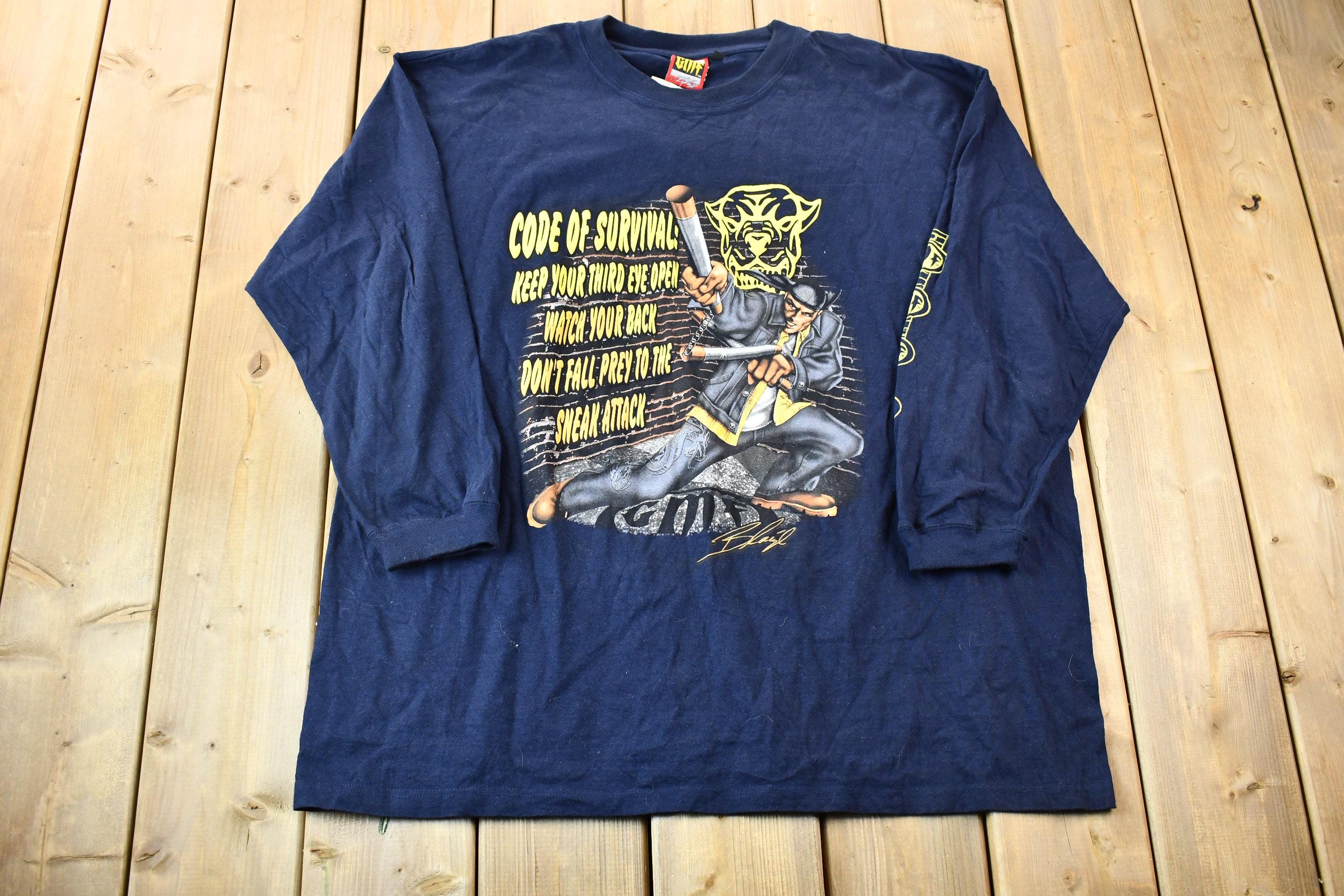 Vintage 00s GMF Ultimate Show of Respect Code of Survival Long-Sleeve Graphic T-Shirt