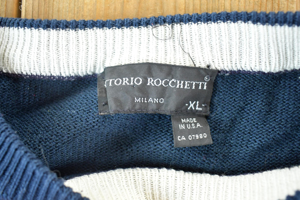 Vintage 1990s Vintorio Rochetti Knit Abstract Pattern Crewneck Sweater Mens XL