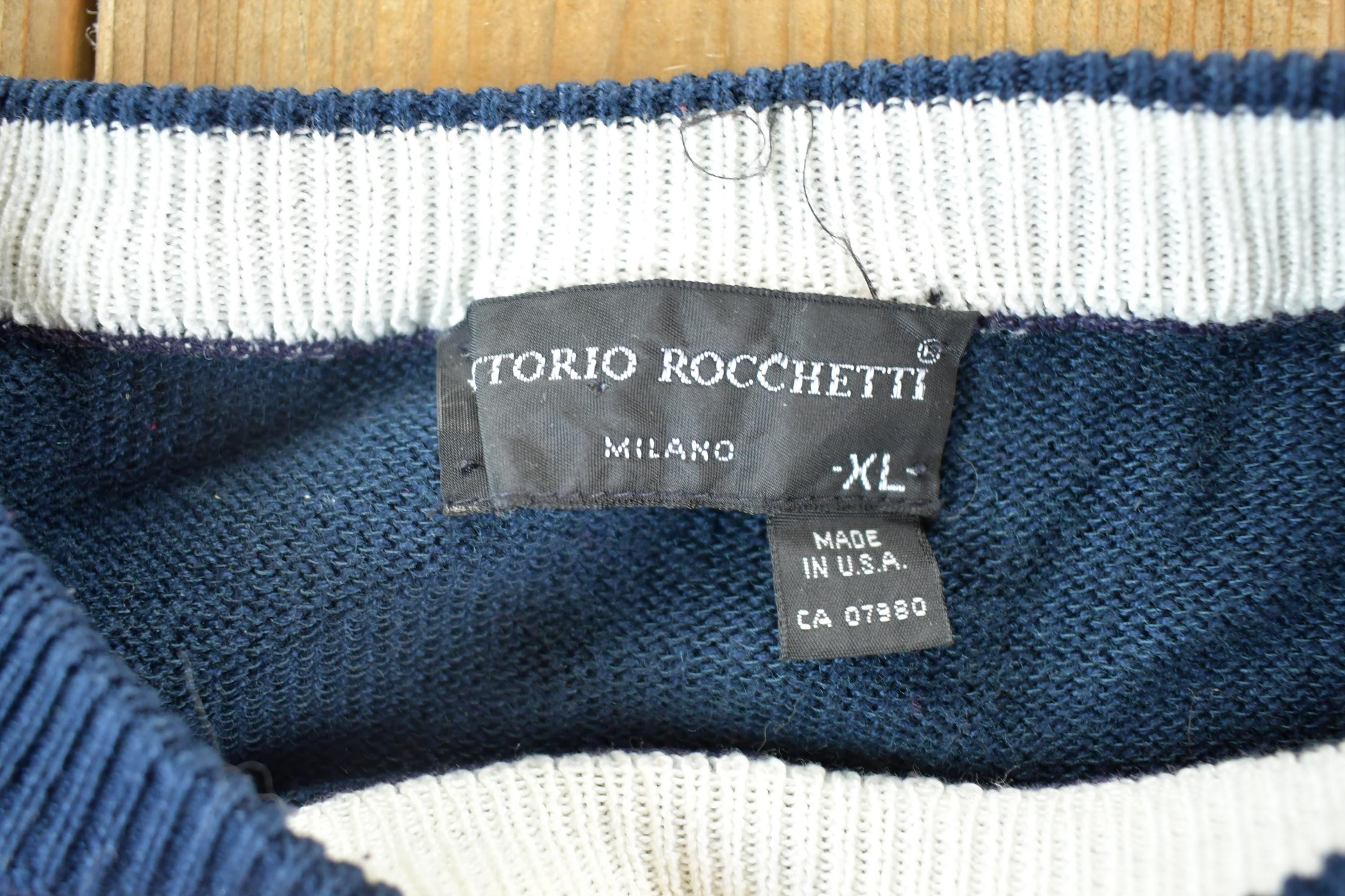 Vintage 1990s Vintorio Rochetti Knit Abstract Pattern Crewneck Sweater Mens XL