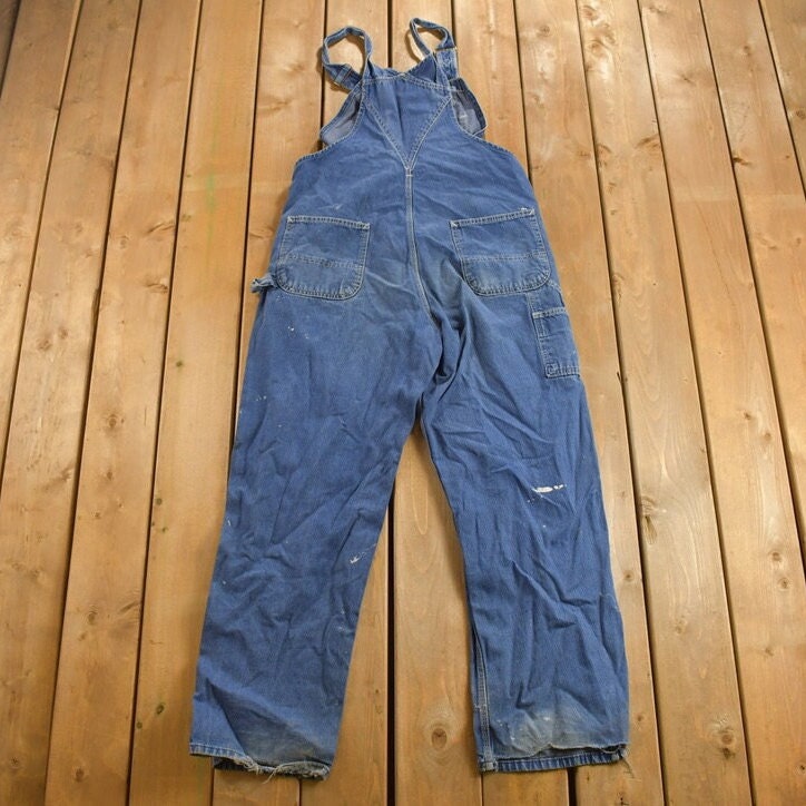 Vintage 1990s Carhartt Distressed Denim Overalls Size 38 x 31