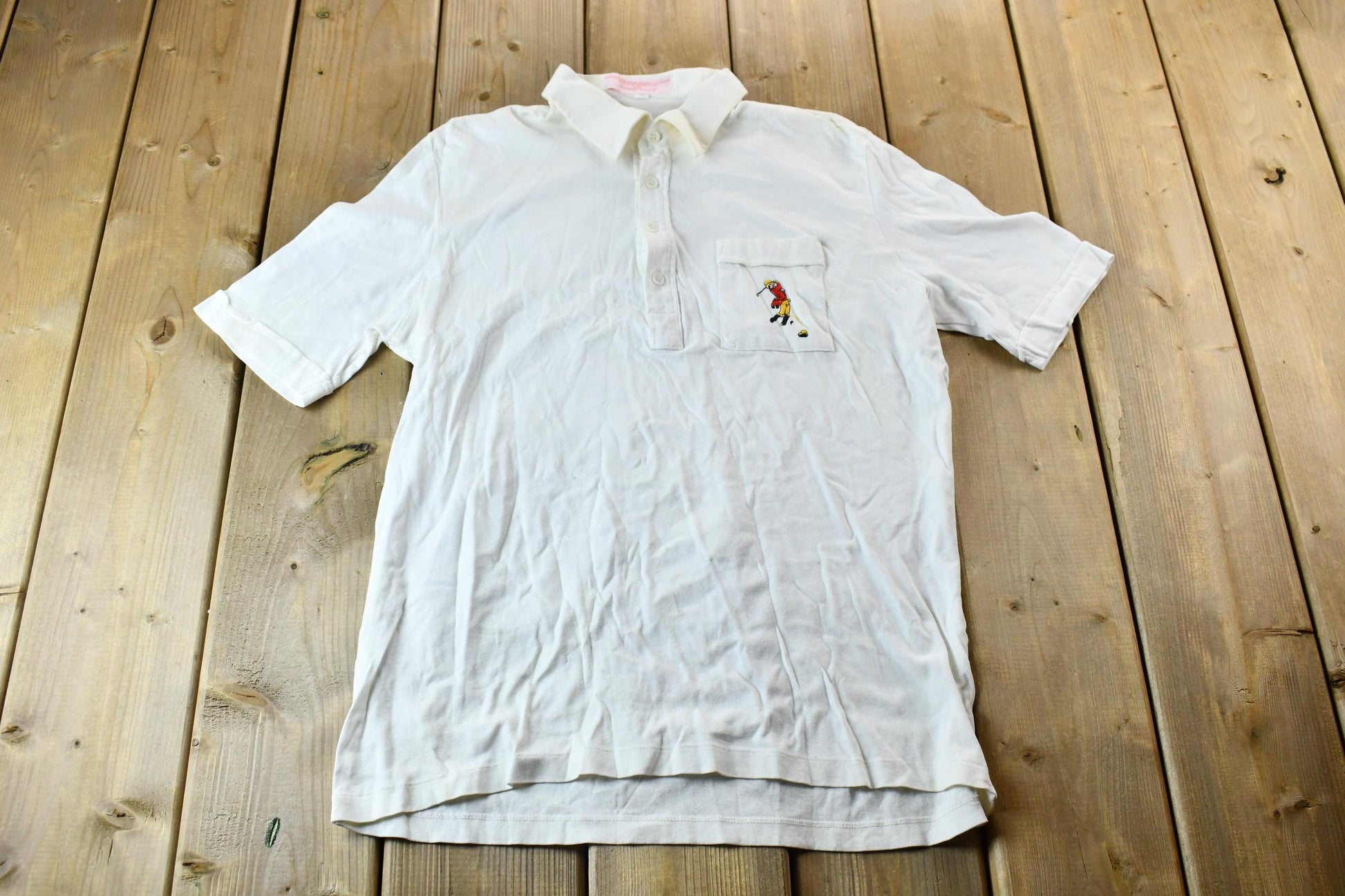 Vintage 1980s Johnnie Walker White Golf Logo Polo Shirt
