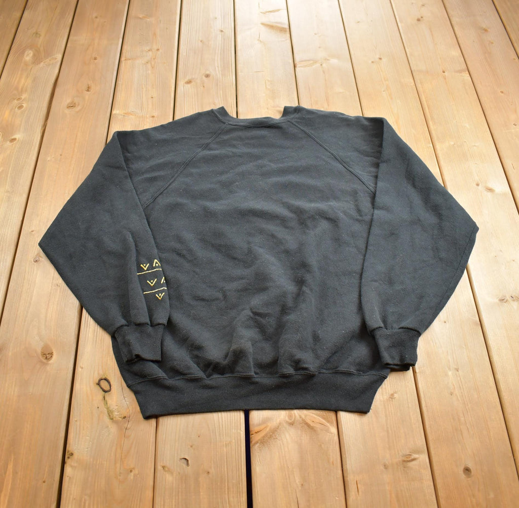 Vintage 1990s Random Abstract Design Embroidered Crewneck Sweatshirt Made In USA