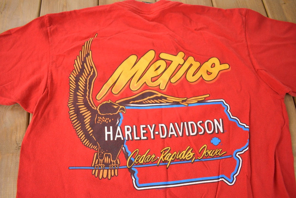 Vintage 1997 Metro Harley Davidson Cedar Rapids Iowa Single Stitch Graphic T-Shirt Made In USA