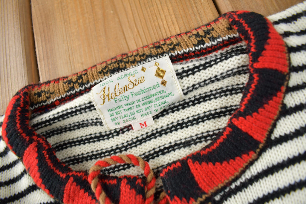 True Vintage 1960s Deadstock Helen Sue Psychedelic Knit Acrylic Cardigan Sweater