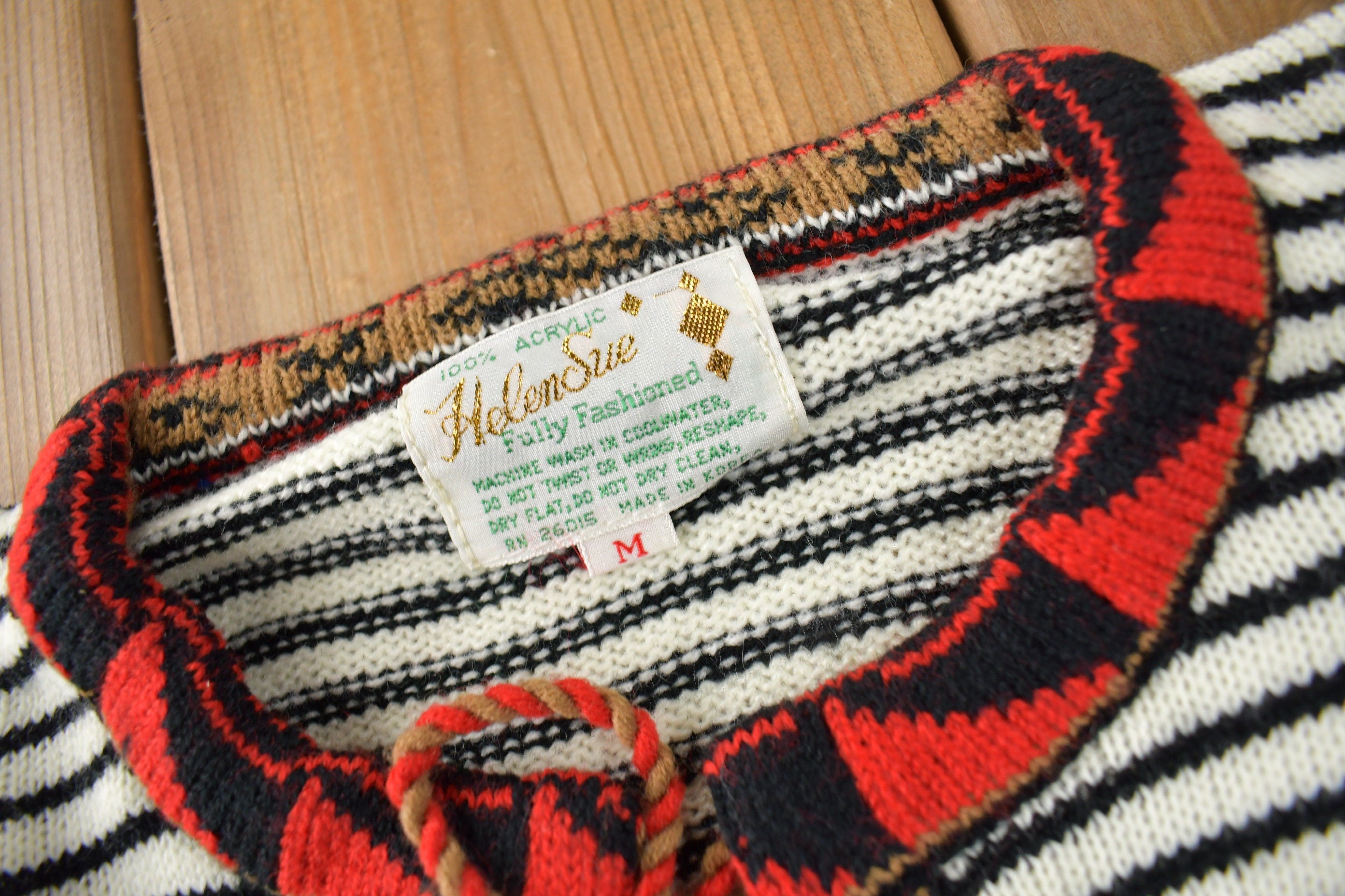 True Vintage 1960s Deadstock Helen Sue Psychedelic Knit Acrylic Cardigan Sweater