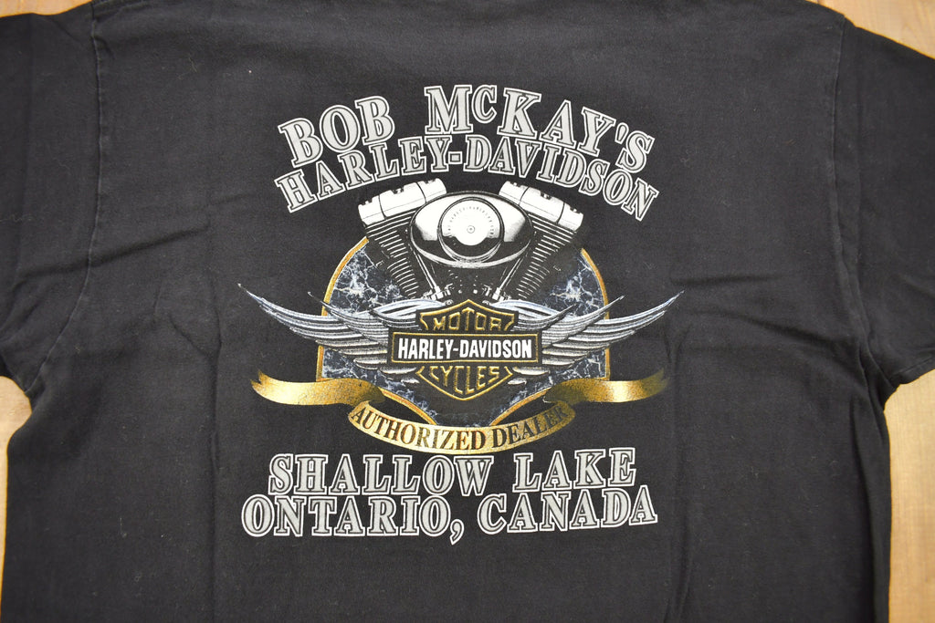 Vintage 2000 Bob McKay's Harley Davidson Shallow Lake Ontario Canada T-Shirt