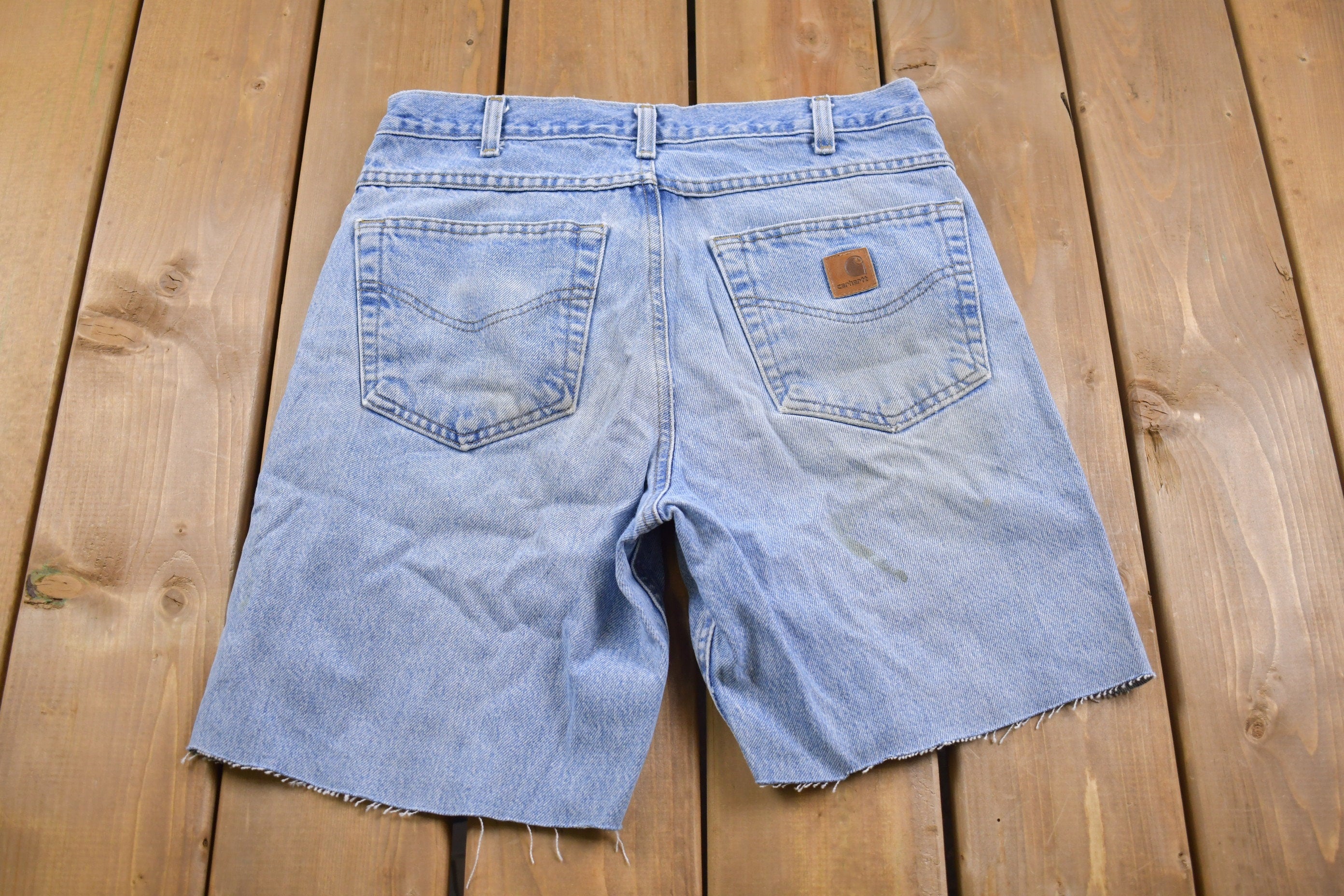 Vintage 1990sCarhartt Blue Paint platter Jean Shorts Size 32