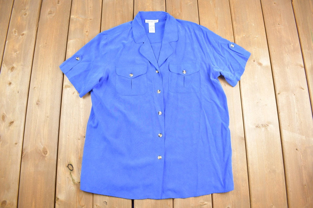 Vintage 1990s Anna and Frank Silk Button Up T- Shirt