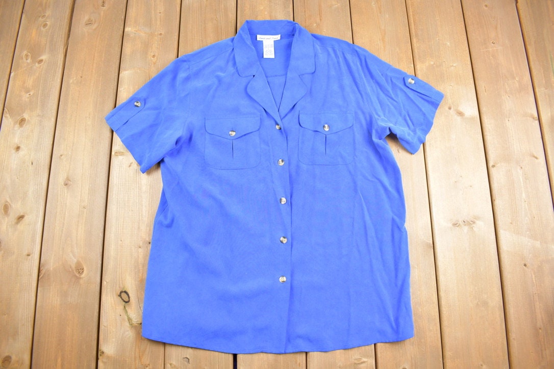 Vintage 1990s Anna and Frank Silk Button Up T- Shirt