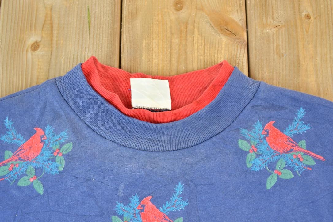 Vintage 1990s Artisans AOP Cardinal Double Collar Souvenir Crewneck Sweatshirt Made In USA