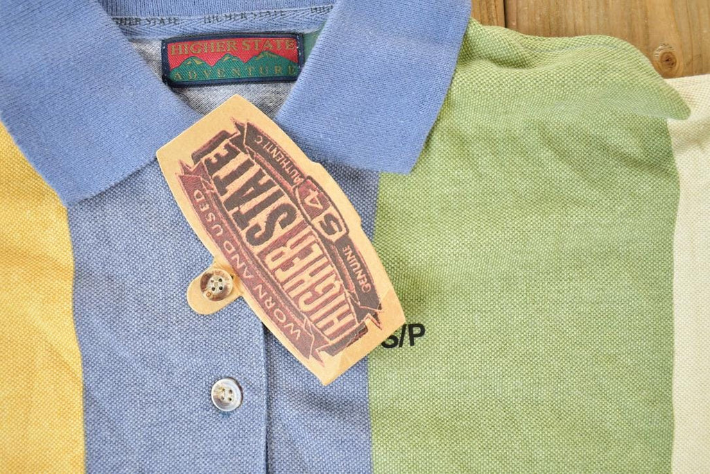 Vintage 1990s Deadstock HS Athletic Striped Long Fit Embroidered Button Up Shirt